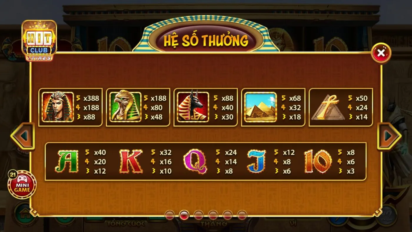 Quy định tổ hợp trả thưởng trong trò Bí mật Cleopatra Hit Club